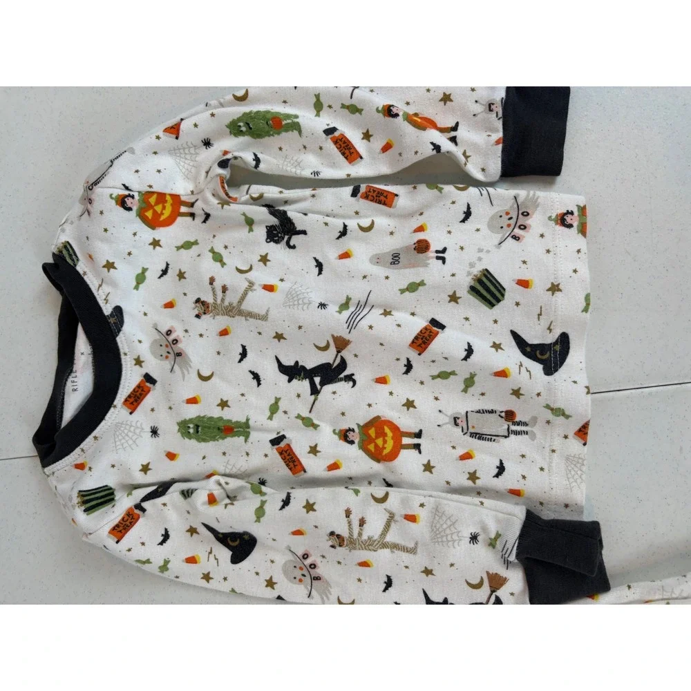 Rifle Paper Co Pottery Barn Kids Halloween Pajama Set Cream Black Witches Cats